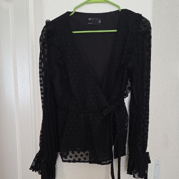 ASOS Black Polka Dot Wrap Blouse - Picture 1 of 1